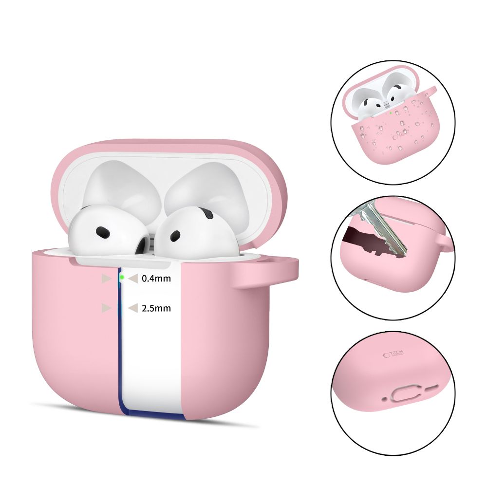 Tech-Protect AirPods 4 Θήκη Σιλικόνης - Silicone Hook - Dusty Pink