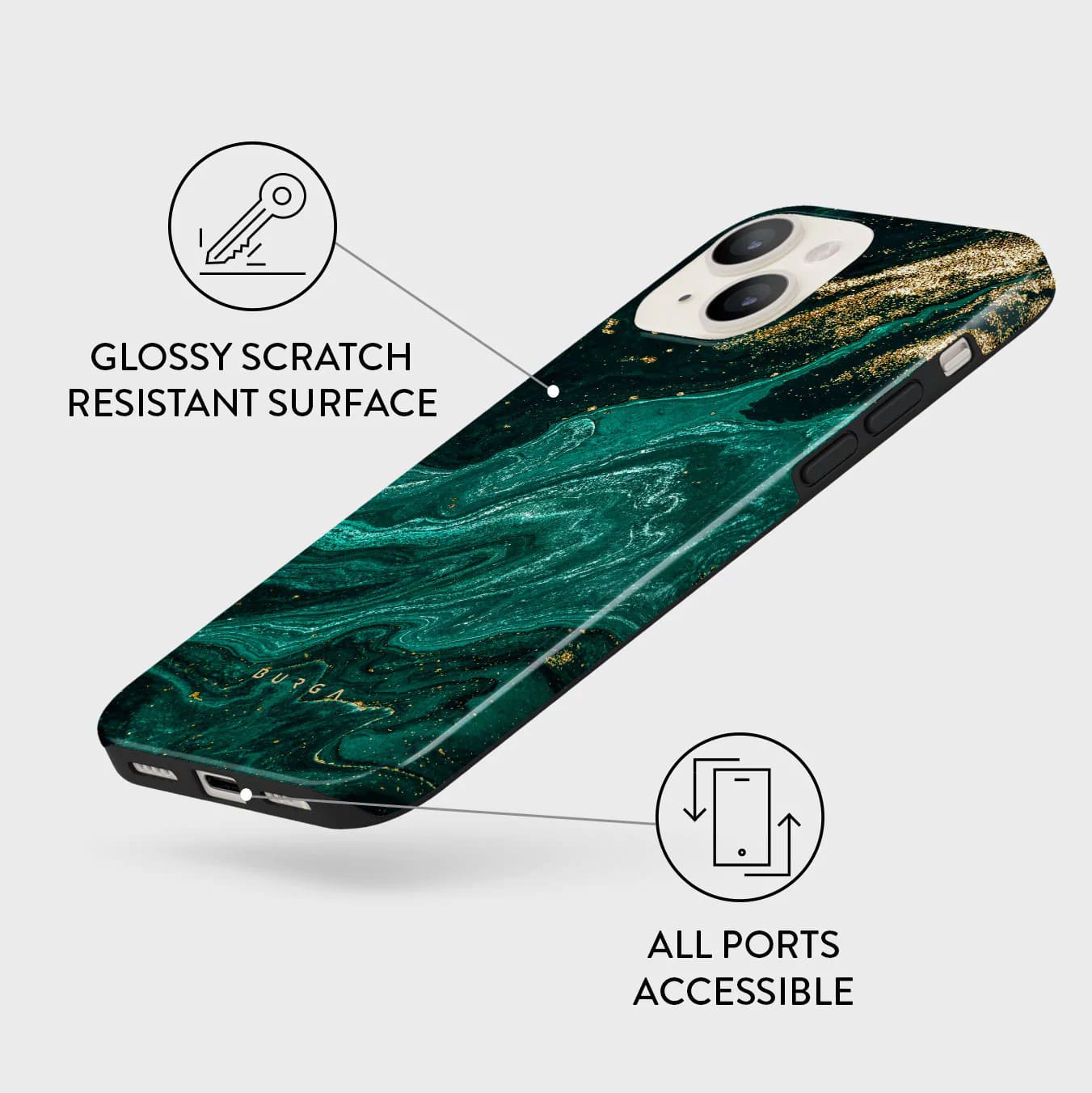 Burga iPhone 14 Fashion Tough Σκληρή Θήκη - Emerald Pool