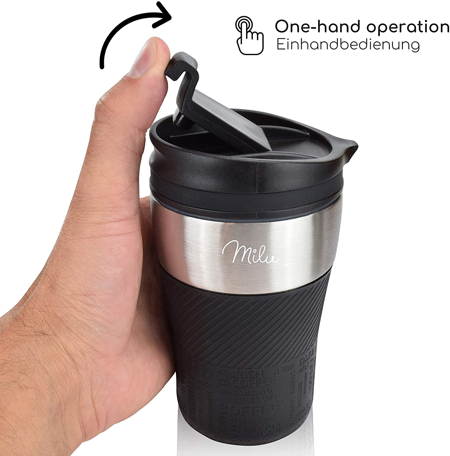 Milu T3 Κούπα Θερμός Από Ανοξείδωτο Ατσάλι - 100% Στεγανή - 210 ml - Black - 6116
