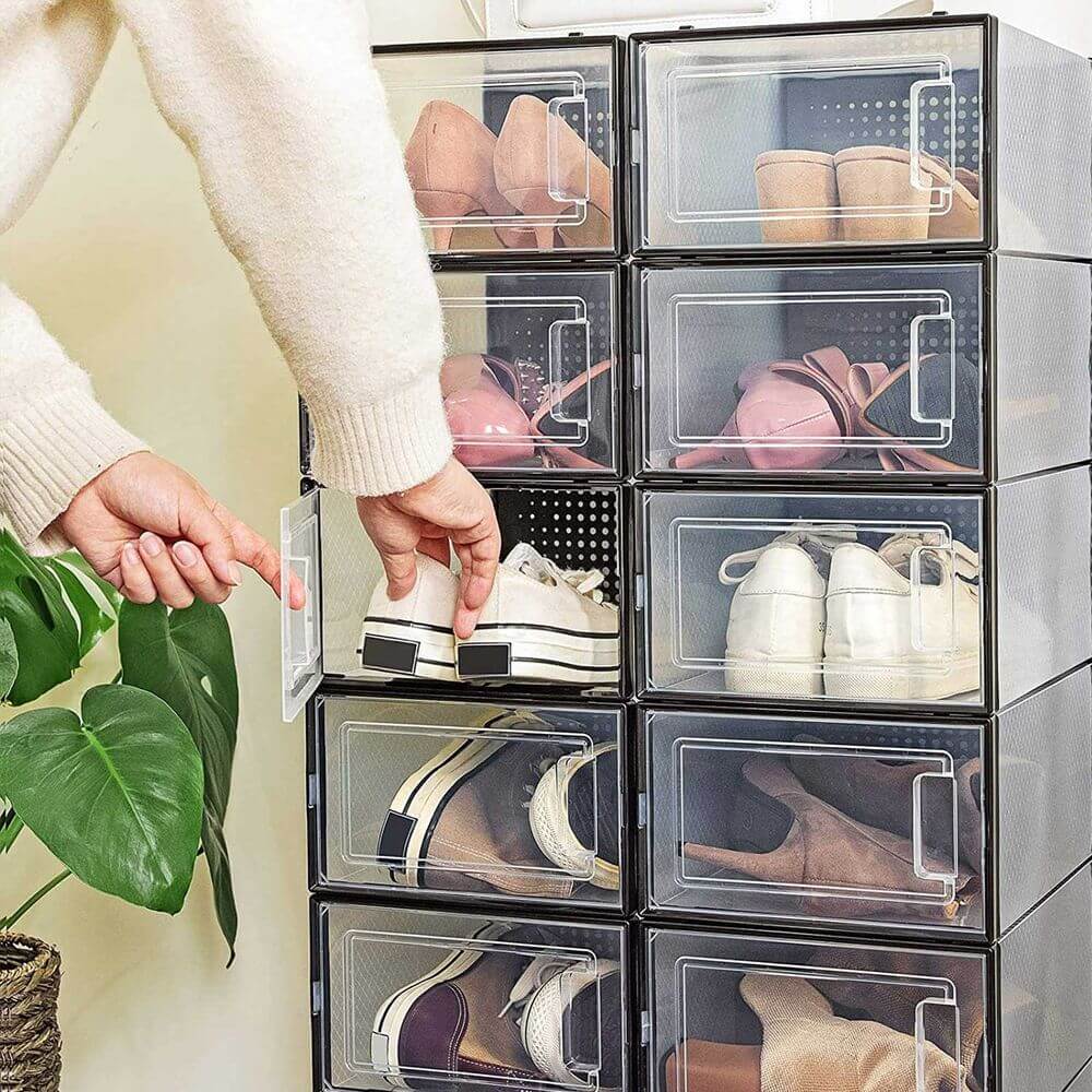 Songmics Σετ με 18 Κουτιά Αποθήκευσης Υποδημάτων - Black / Διάφανα - LSP18SBKV1