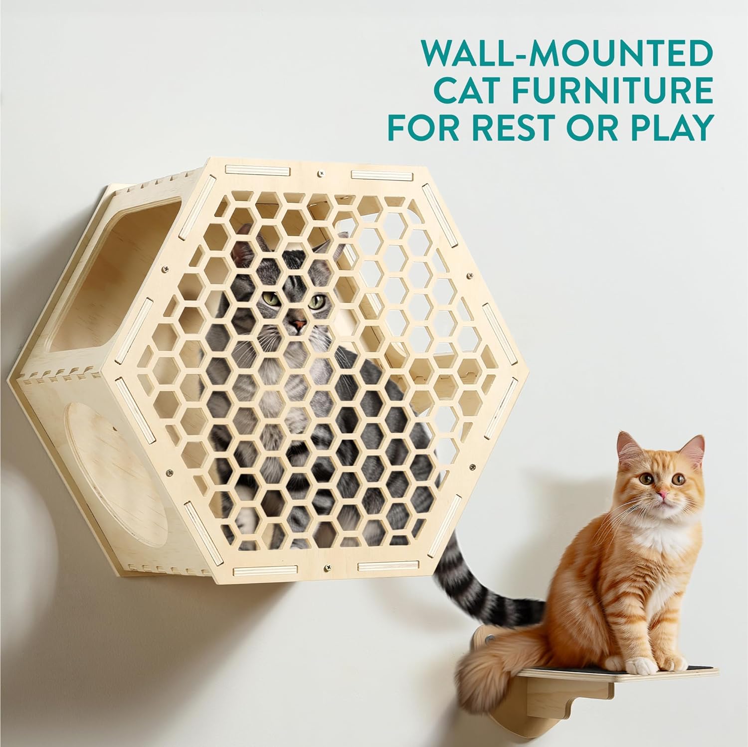 Navaris Επιτοίχιο Σετ 4 Τεμαχίων Αναρρίχησης για Γάτες - Light Brown - 61700.01