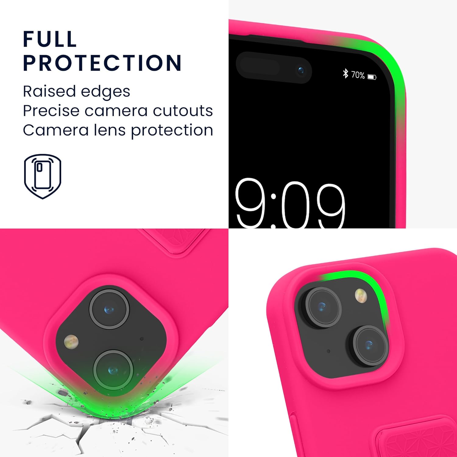 KW iPhone 15 Θήκη Σιλικόνης TPU με Finger Holder - Neon Pink