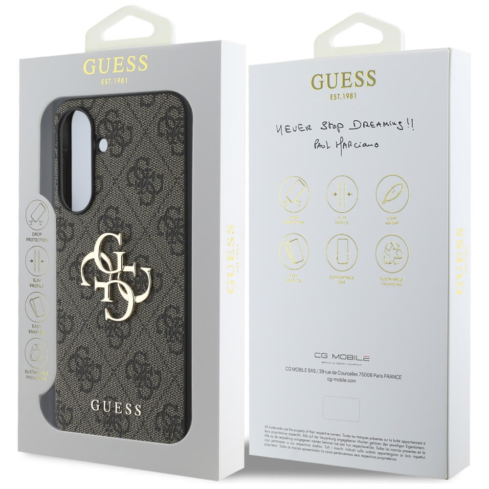 Guess Samsung Galaxy A36 5G - Big 4G Logo Classic Logo - Σκληρή Θήκη με Επένδυση από Οικολογικό Δέρμα - Brown - GUHCSA364GMGBR