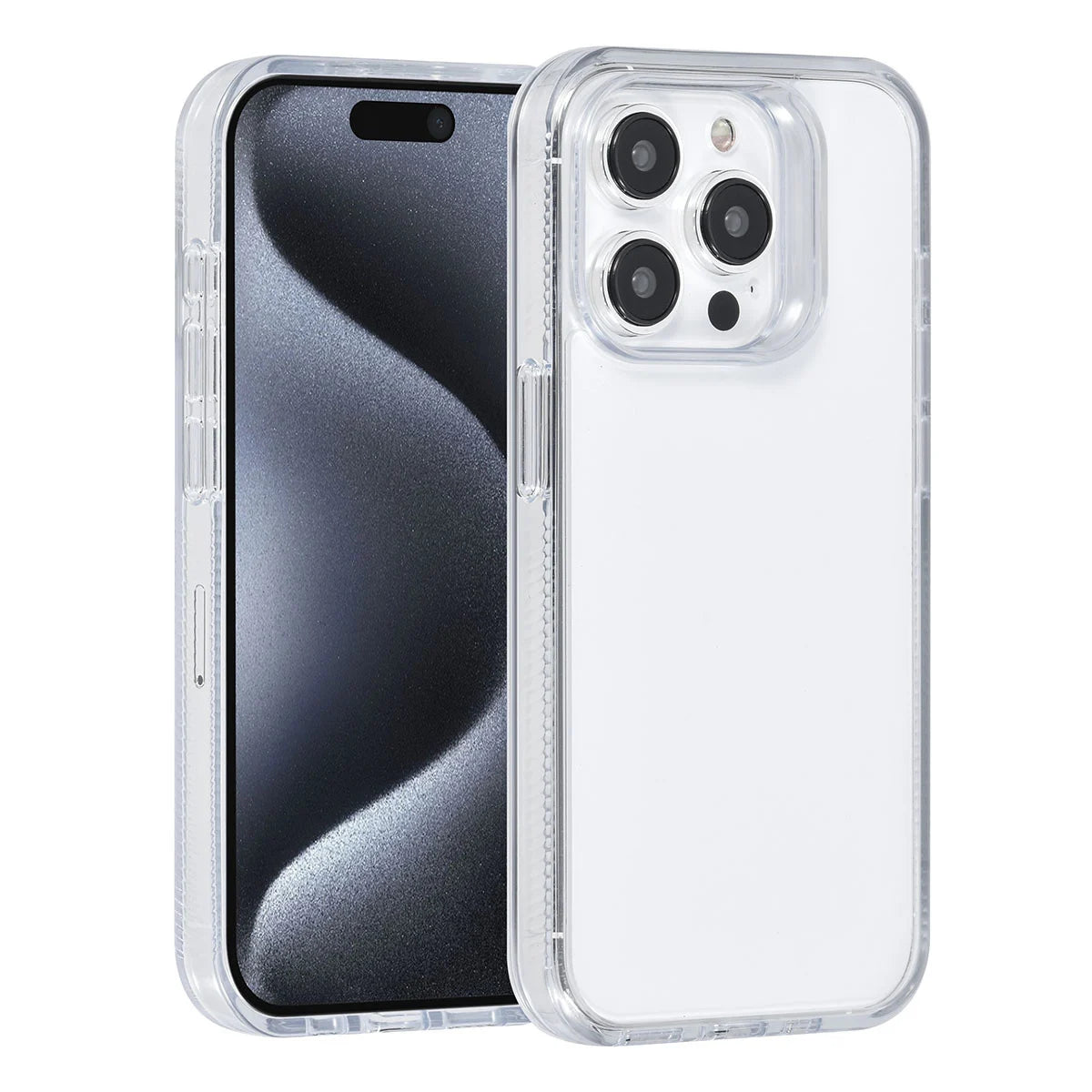 Tuniq iPhone 15 Pro - Σκληρή Θήκη με Πλαίσιο Σιλικόνης - Ημιδιάφανο Λευκό / Διάφανο