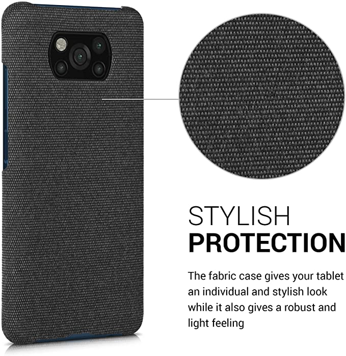 KW Xiaomi Poco X3 NFC / Poco X3 Pro Σκληρή Θήκη με Υφασμάτινη Επένδυση - Dark Grey - 57486.19