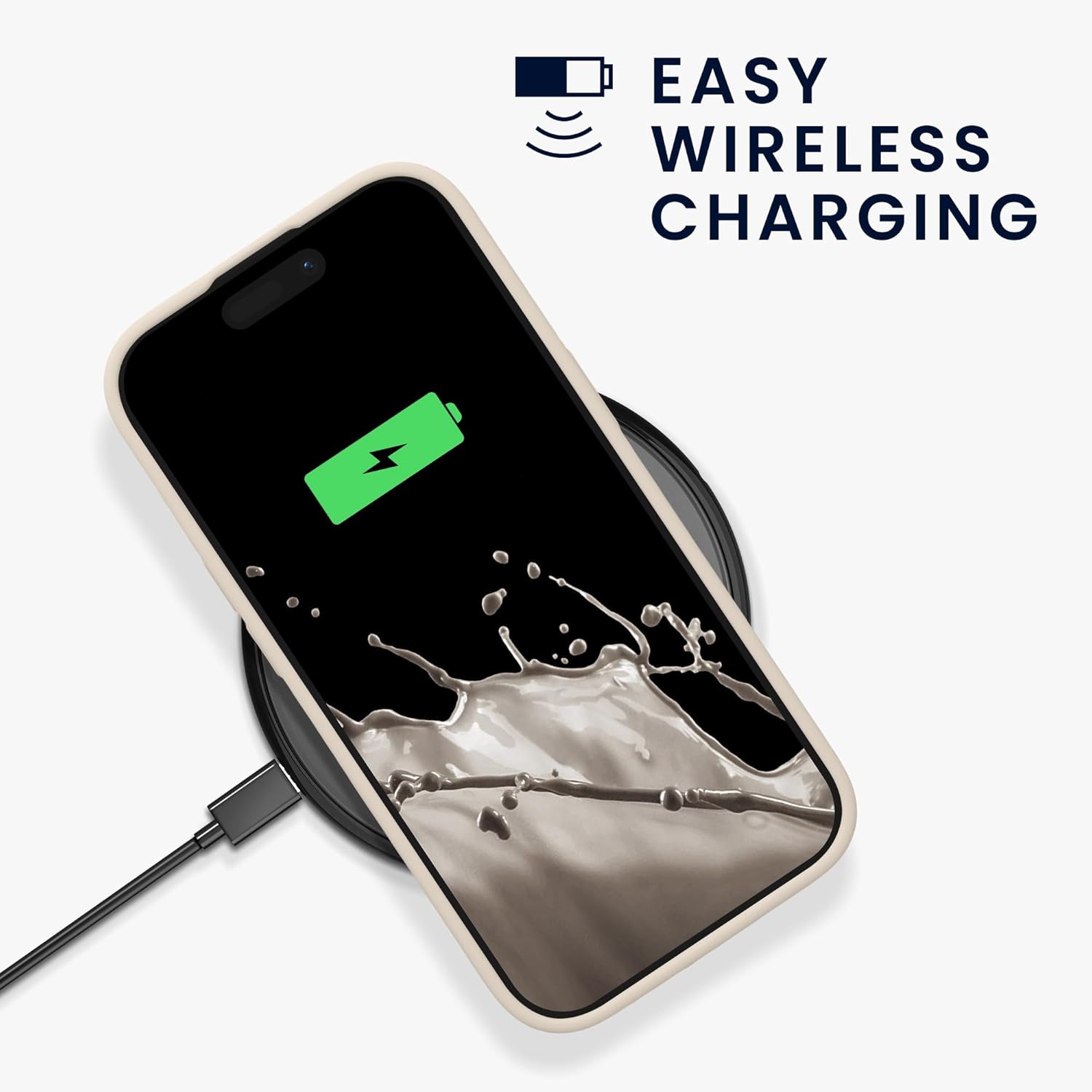 KW iPhone 15 Θήκη Σιλικόνης Rubberized TPU - Cream