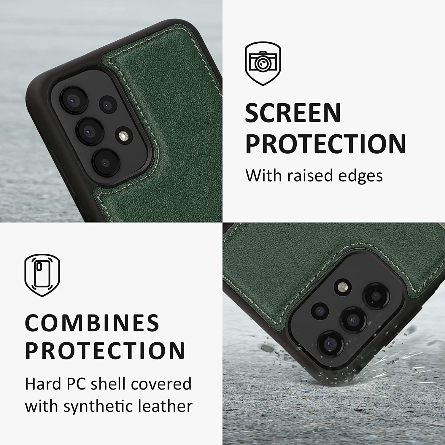 Kalibri Samsung Galaxy A13 4G Θήκη από Συνθετικό Δέρμα με Υποδοχή για Κάρτα - Dark Green / Light Green - 59491.80