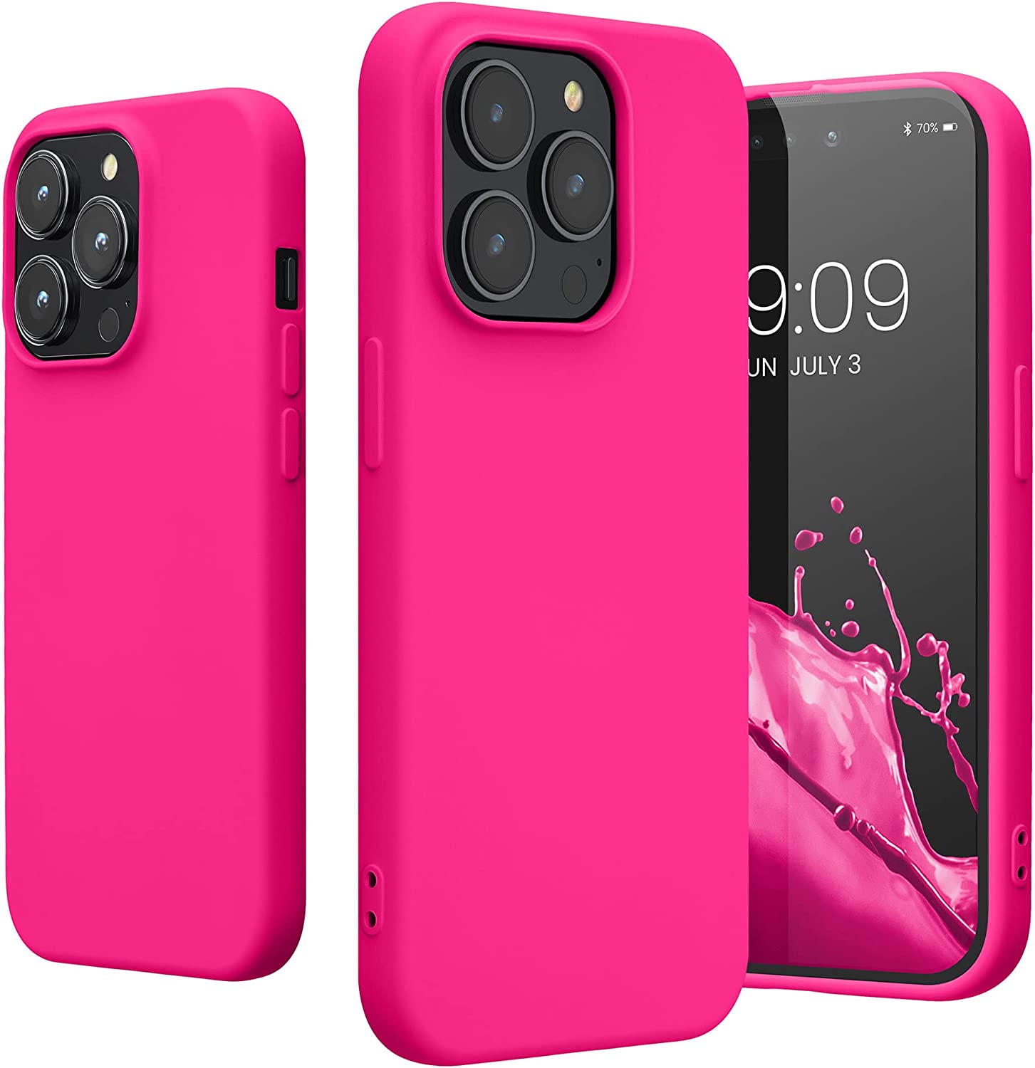 KW iPhone 14 Pro Θήκη Σιλικόνης Rubberized TPU - Neon Pink - 59081.77