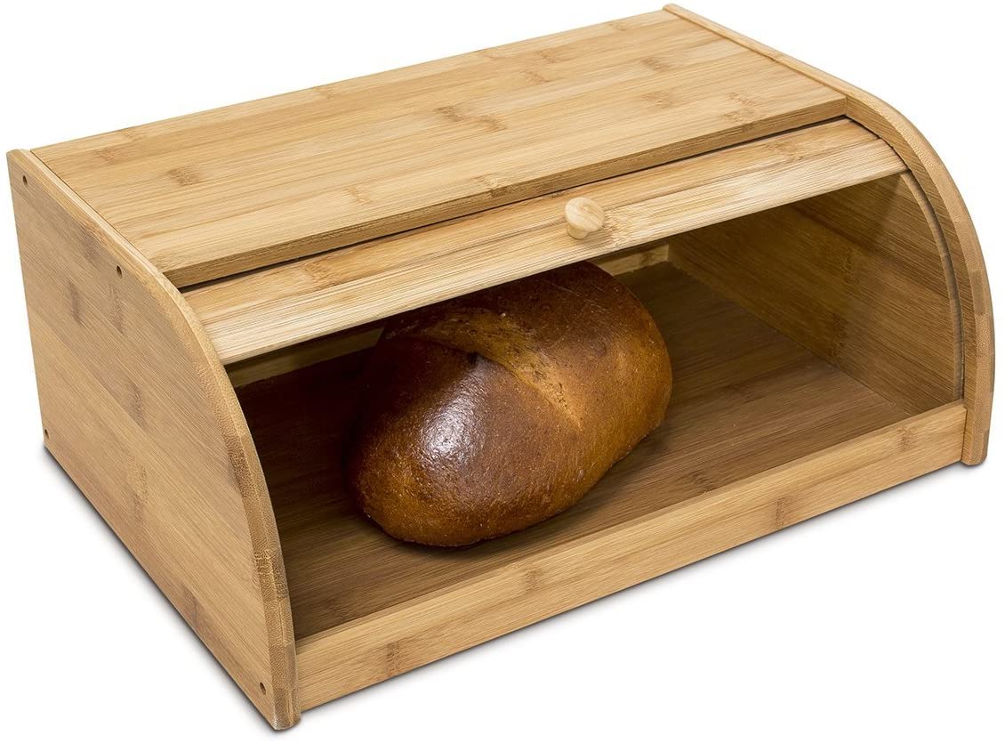 Relaxdays Δοχείο Αποθήκευσης Ψωμιού με Συρόμενο Καπάκι από Μπαμπού - Natural - 4052025166564