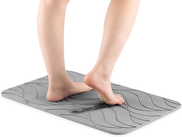 Navaris Αντιολισθητικό Χαλάκι Μπάνιου από Διατομίτη για Γρήγορο Στέγνωμα -‎ 60 x 39 x 4,5 cm - Dark Grey - 59868.19 - likebrands.gr