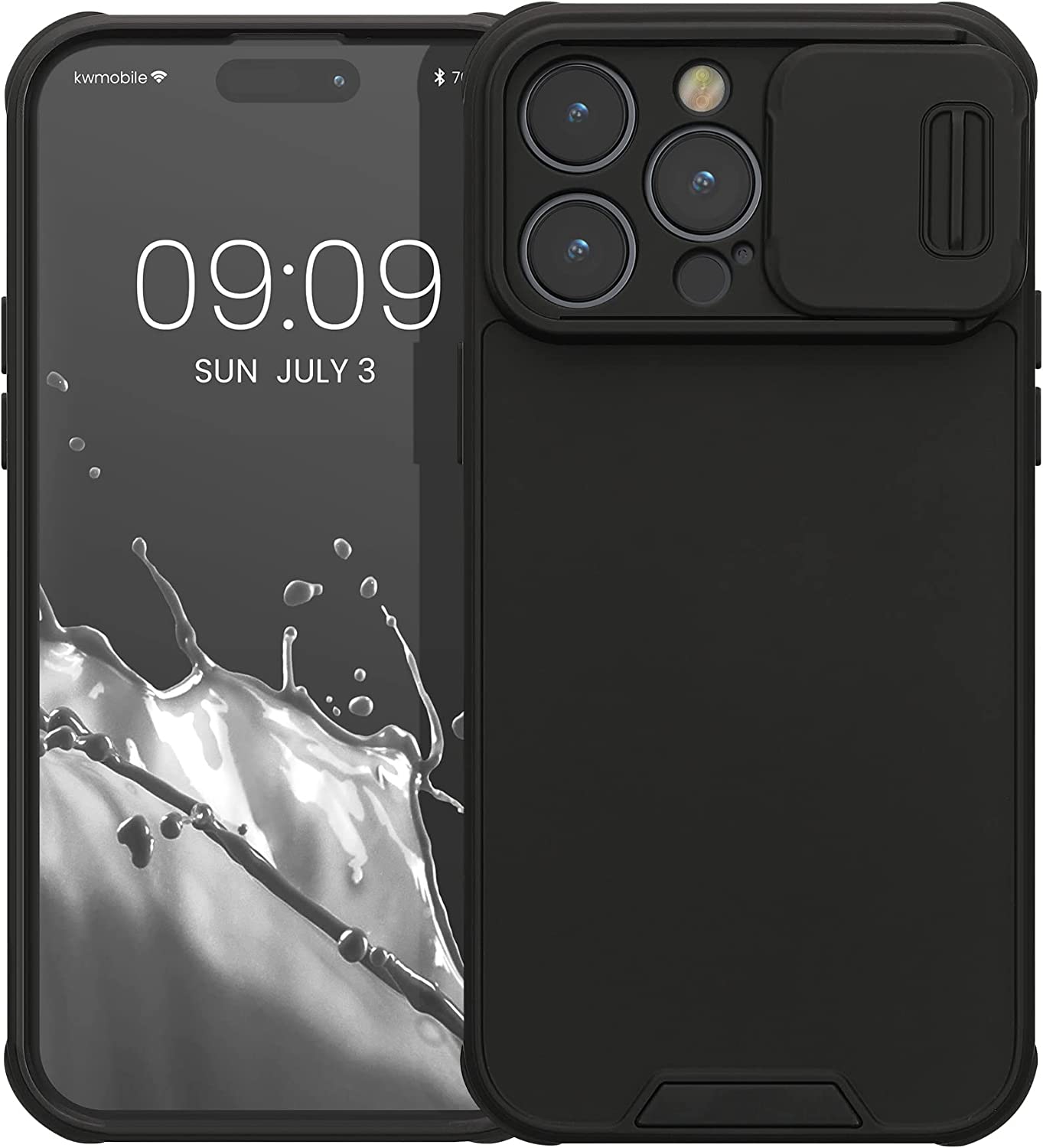 KW iPhone 14 Pro Max Hybrid Σκληρή Θήκη με Πλαίσιο Σιλικόνης TPU και Κάλυμμα για την Κάμερα - Black - 60355.01