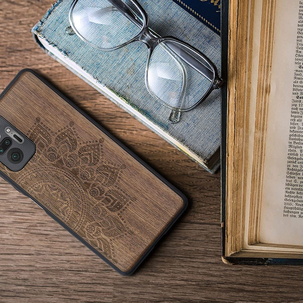 KW Xiaomi Redmi Note 10 Pro Θήκη από Φυσικό Ξύλο - Design Rising Sun - Dark Brown - 55940.01