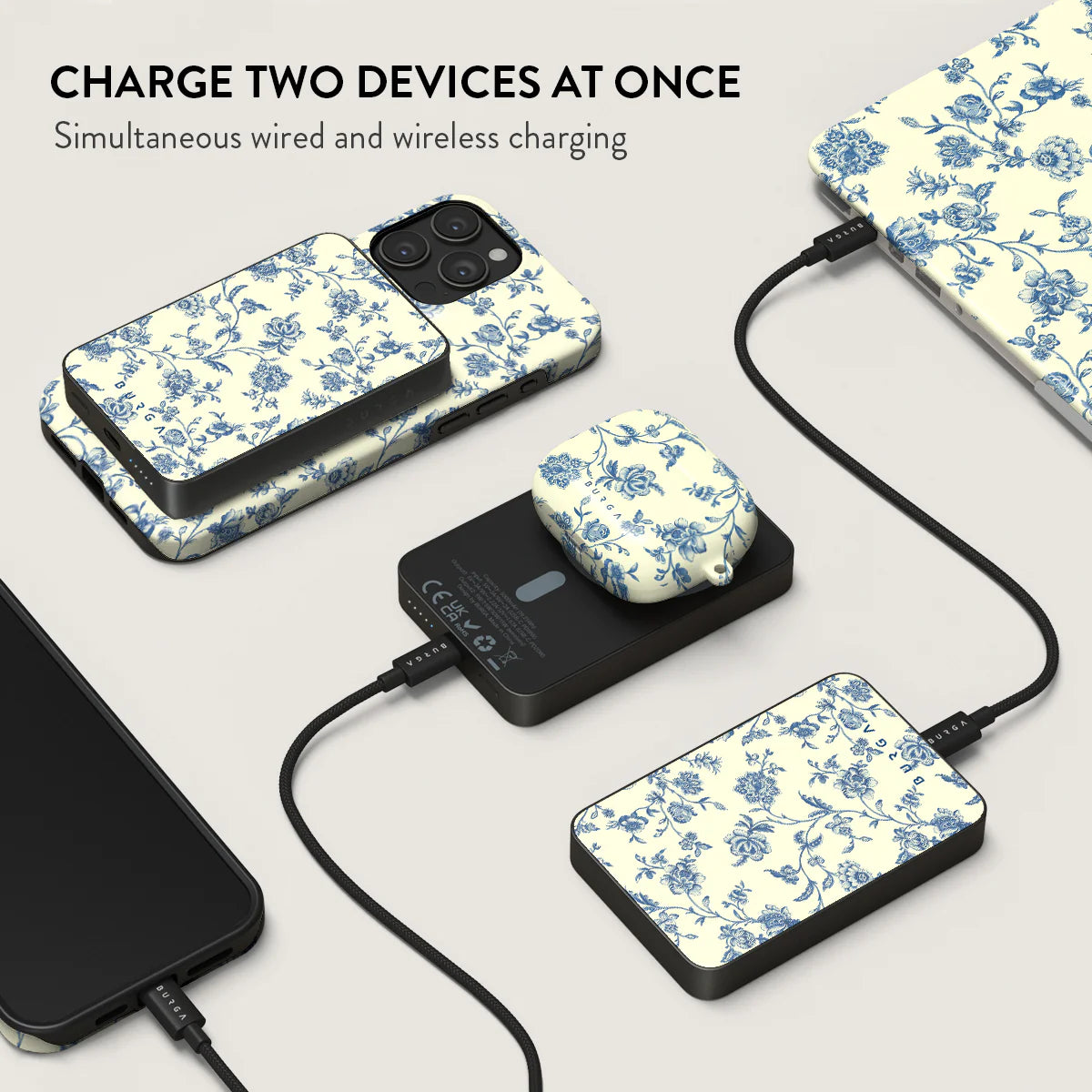 Burga Μαγνητικό Ασύρματο MagSafe PowerBank 5000mAh με Καλώδιο Type-C to Type-C - Gunmetal - Sweetheart