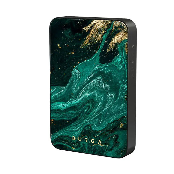 Burga Μαγνητικό Ασύρματο MagSafe PowerBank 5000mAh με Καλώδιο Type-C to Type-C - Gunmetal - Emerald Pool