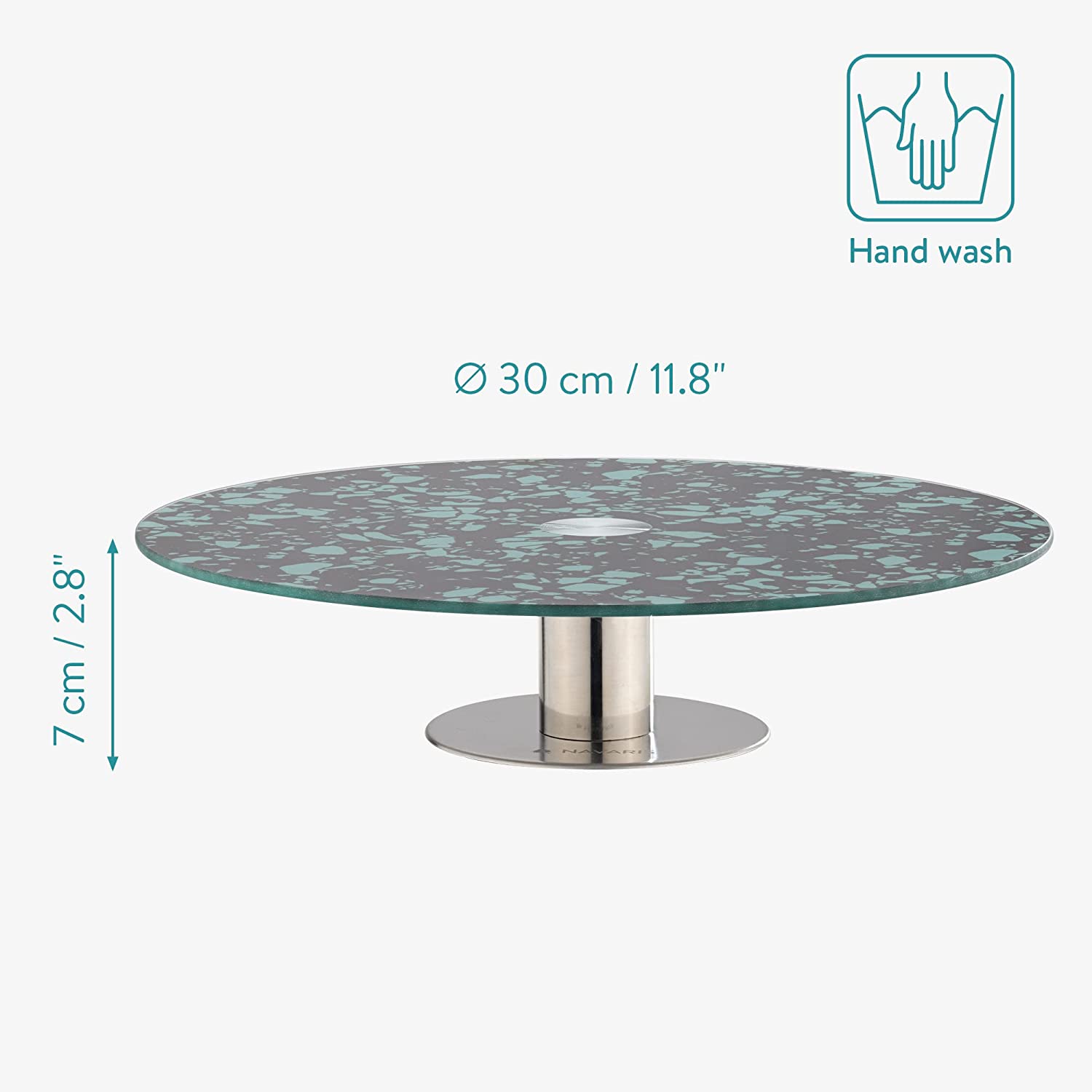 Navaris Περιστρεφόμενη Τουρτιέρα από Γυαλί και Βάση από Ανοξείδωτο Ατσάλι - ‎Grey - 58151.01