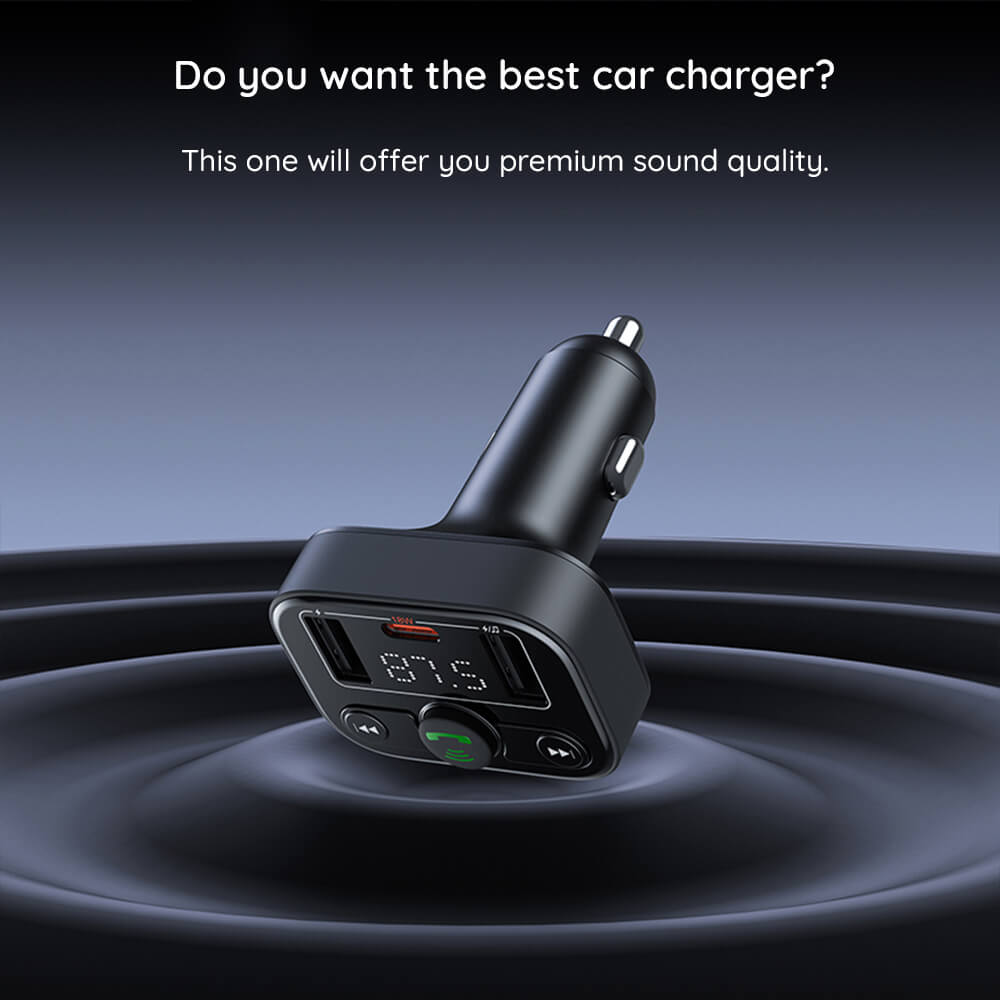 Baseus S-09 Lite FM Transmitter με 2 Θύρες USB και 1 Θύρα Type-C για Αναπαραγωγή Μουσικής / Φόρτιση Κινητών στο Αυτοκίνητο - Cluster Black