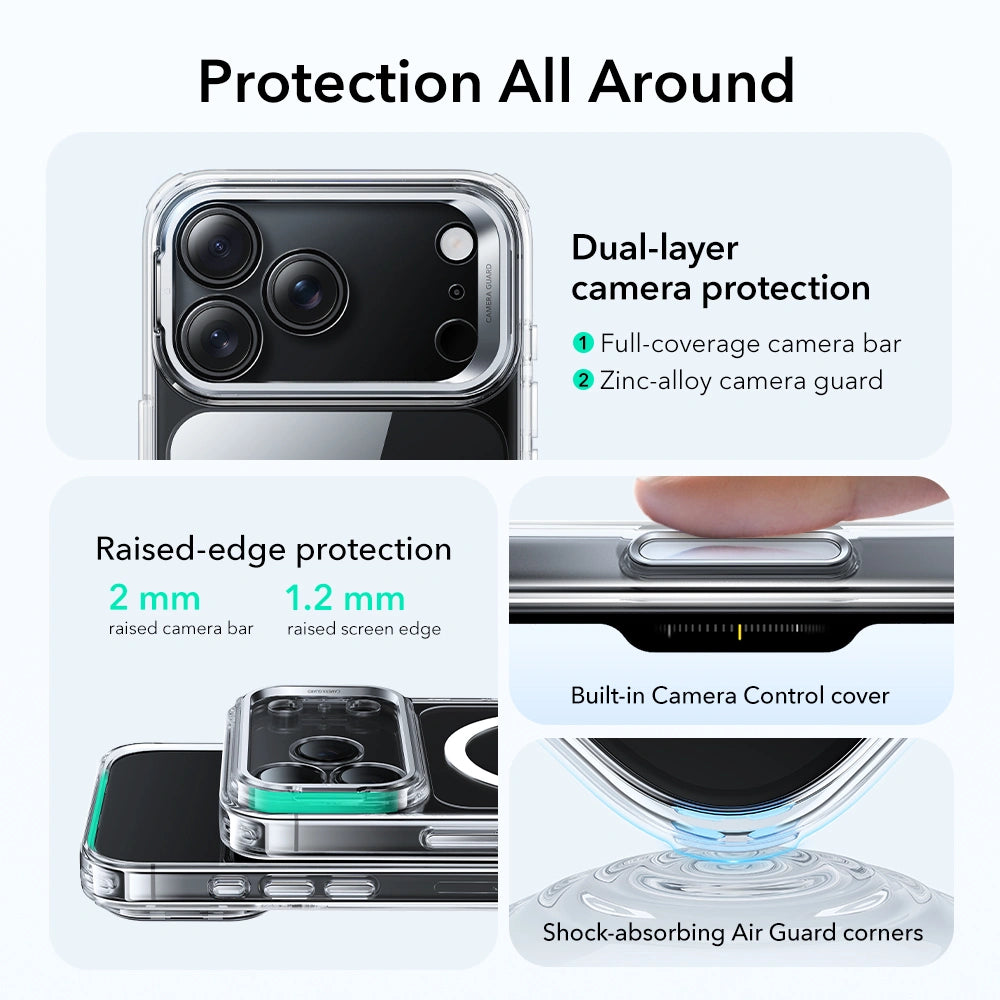 ESR iPhone 17 Pro Max - Classic Hybrid Kickstand MagSafe - Σκληρή Θήκη με Πλαίσιο Σιλικόνης και MagSafe - Διάφανη