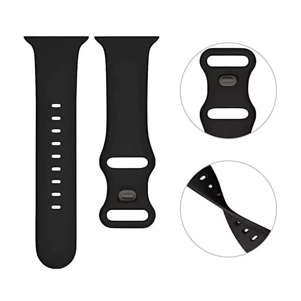 Techsuit W031 Λουράκι Apple Watch 2/3/4/5/6/7/8/9/10/11 - SE (1/2/3) - 38/40/41/42mm Watchband Λαστιχένιο - Black