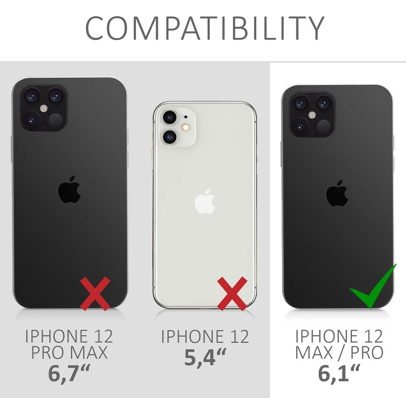 KW iPhone 12 Pro Θήκη Σιλικόνης TPU με Λουράκι - Διάφανη / Dark Green - 52730.80