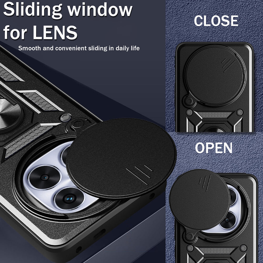 Techsuit Xiaomi Redmi Note 14 Pro+ 5G - CamShield - Σκληρή Θήκη με Προστασία Καμερών και Δαχτυλίδι Συγκράτησης - Black