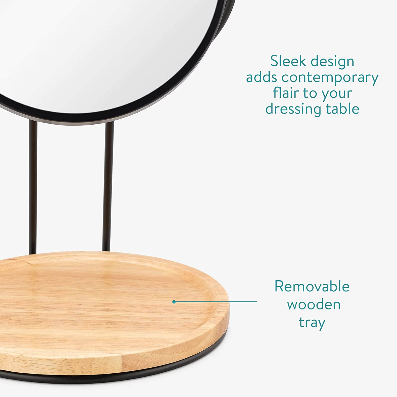 Navaris Καθρέπτης Μακιγιάζ Διπλής Όψης με Βάση για Κοσμήματα - 2x Μεγέθυνση - Black / Light Brown - 59324.01