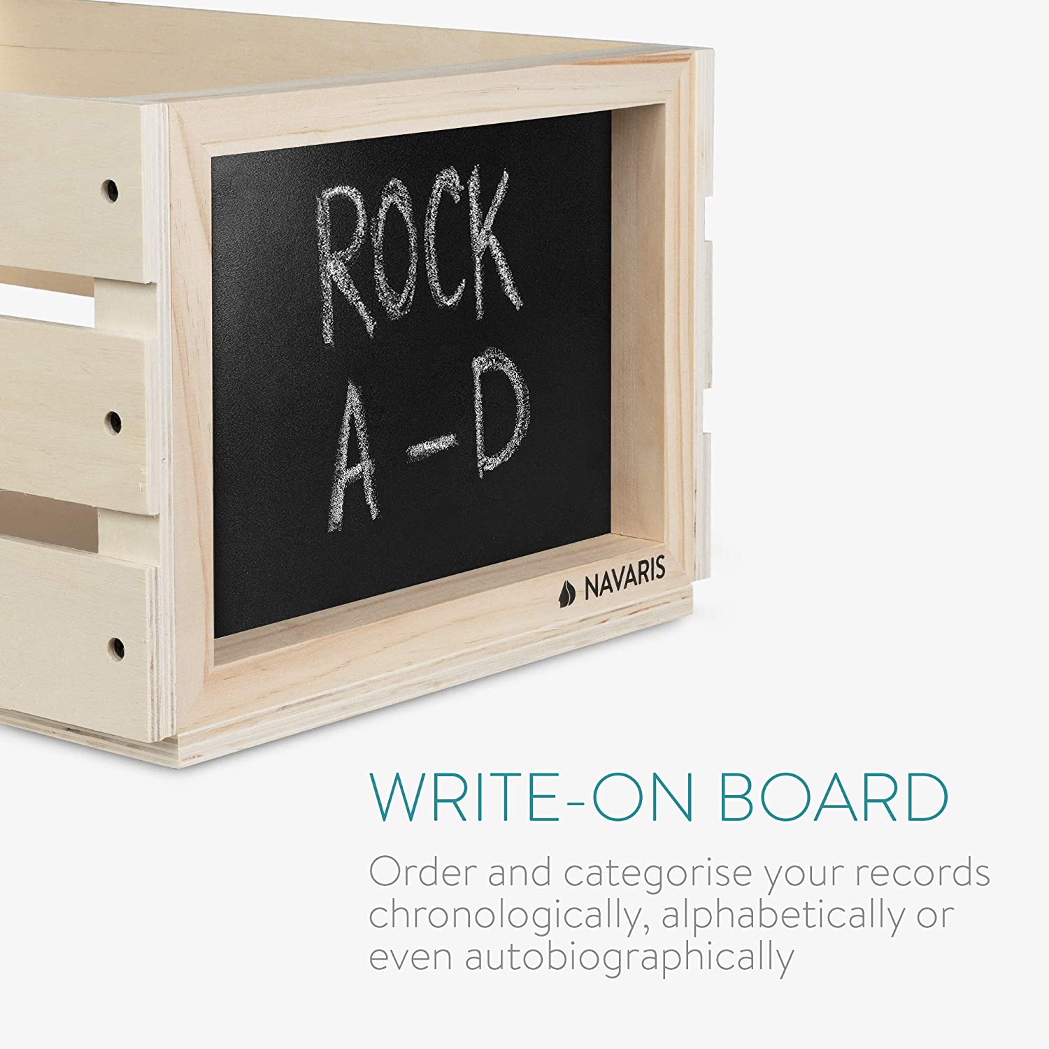 Navaris Ξύλινο Κουτί Αποθήκευσης με Πίνακα Κιμωλίας - Natural - 53026.01.24