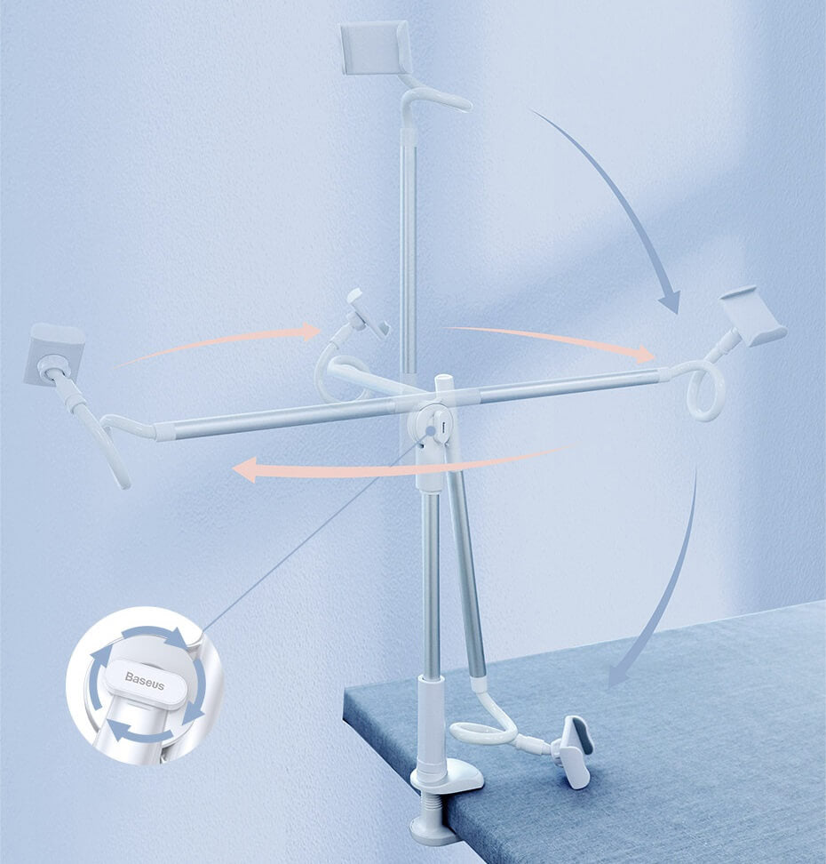 Baseus Unlimited Adjustment Lazy Mobile Holder - Βάση Στήριξης Κινητών με Ρυθμιζόμενο Βραχίονα - Silver - SULR-0S