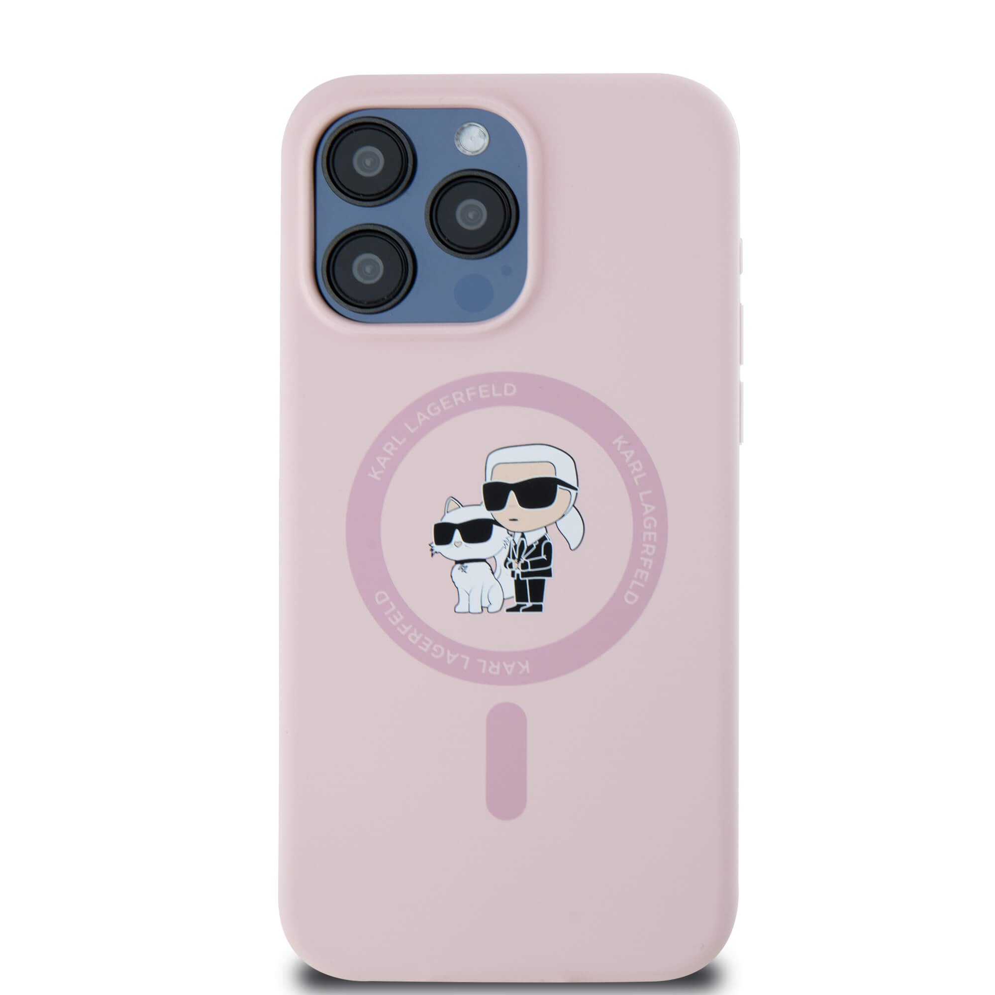 Karl Lagerfeld iPhone 15 Pro Max - Silicone Karl and Choupette - Θήκη Σιλικόνης με MagSafe - Pink - KLHMP15XSCMKCRHP