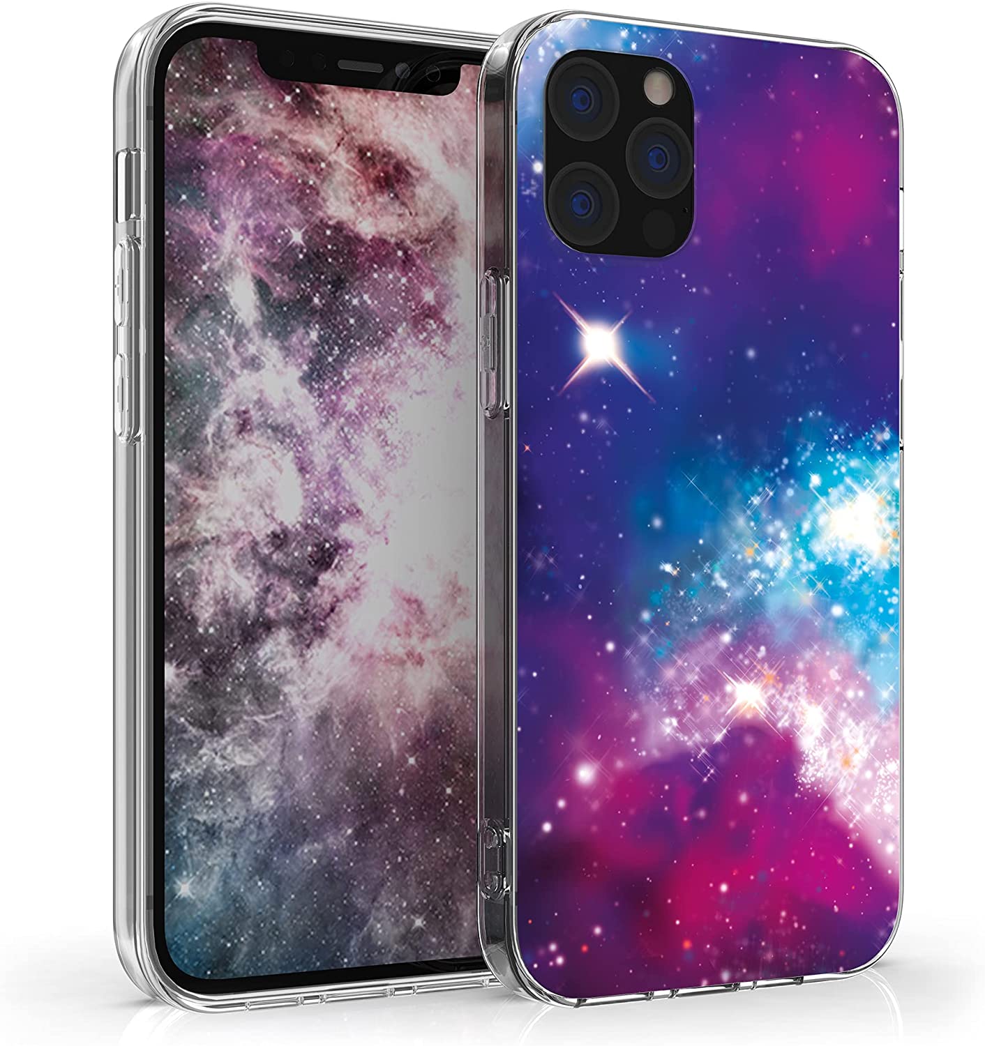KW iPhone 12 / iPhone 12 Pro Θήκη Σιλικόνης TPU - Pink / Black / Space Multicoloured - 56113.01