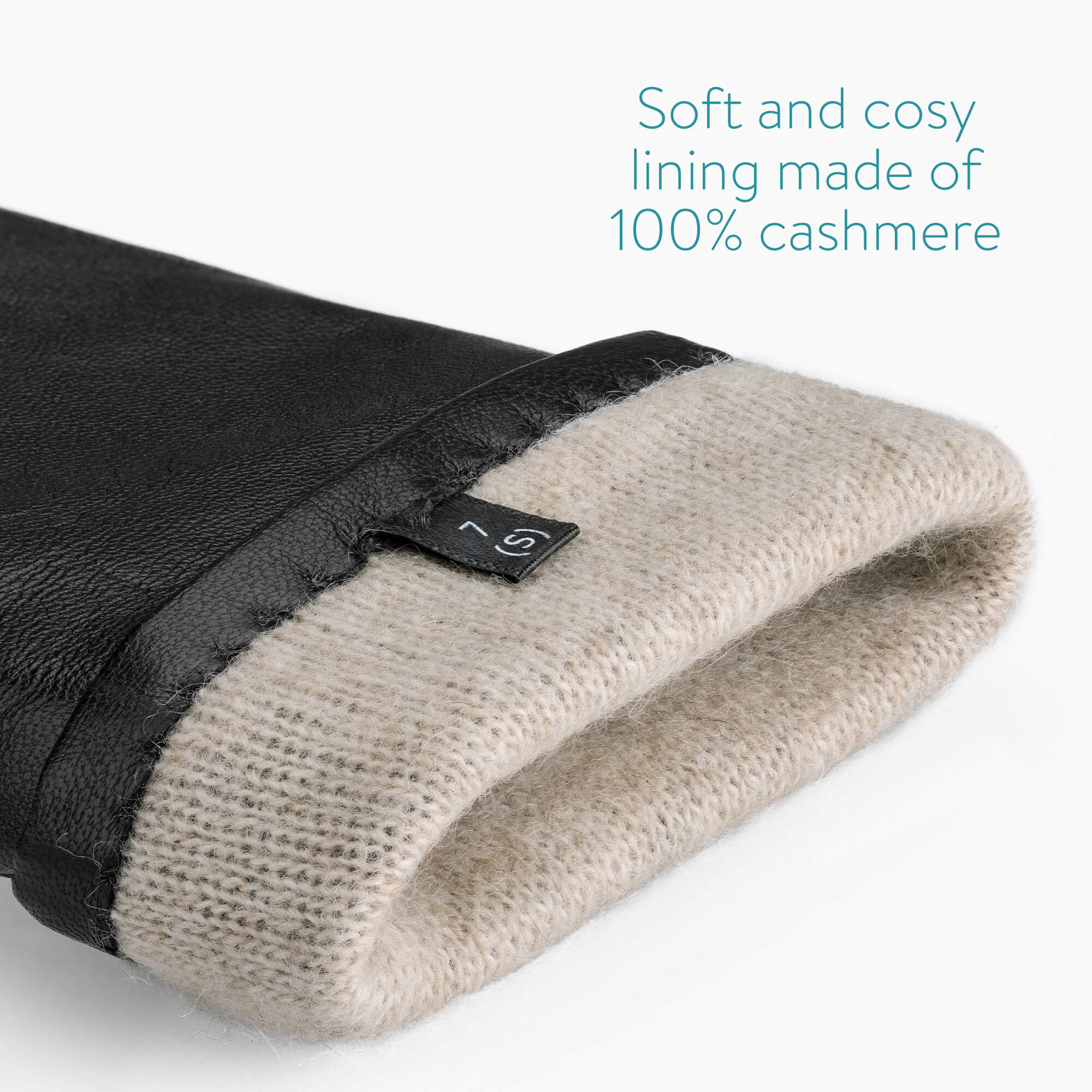 Navaris Γυναικεία Γάντια από Δέρμα Νάπα με Πλεκτή Μανσέτα - Small - Black - 54703.10.01