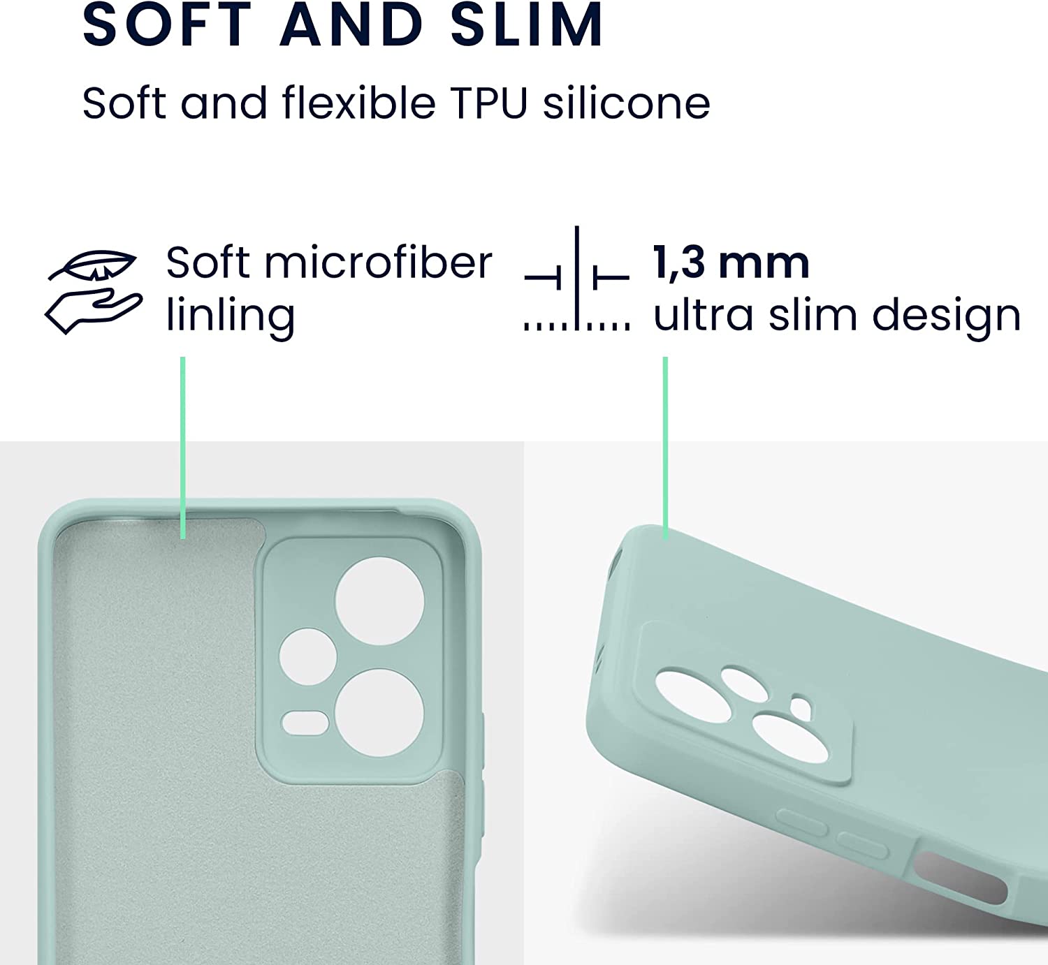 KW Xiaomi Redmi Note 12 5G / Poco X5 5G Θήκη Σιλικόνης Rubberized TPU - Cool Mint - 61169.200