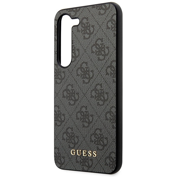 Guess Samsung Galaxy S24+ - 4G Metal Gold Logo Σκληρή Θήκη με Επένδυση Συνθετικού Δέρματος - Black - GUHCS24MG4GFGR