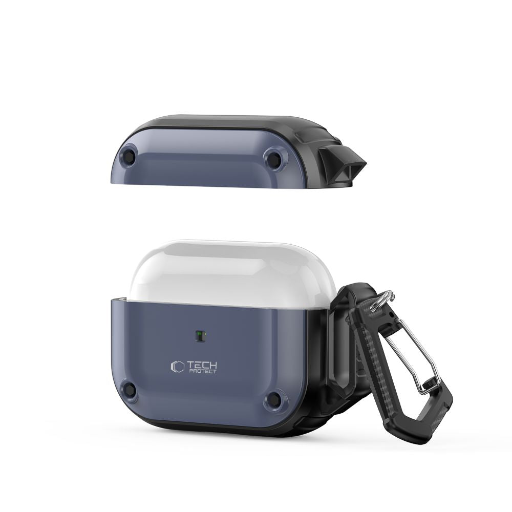 Tech-Protect AirPods Pro 1 / 2 Θήκη από Σκληρό Πλαστικό και Σιλικόνη - Rough Hook - Steel Blue