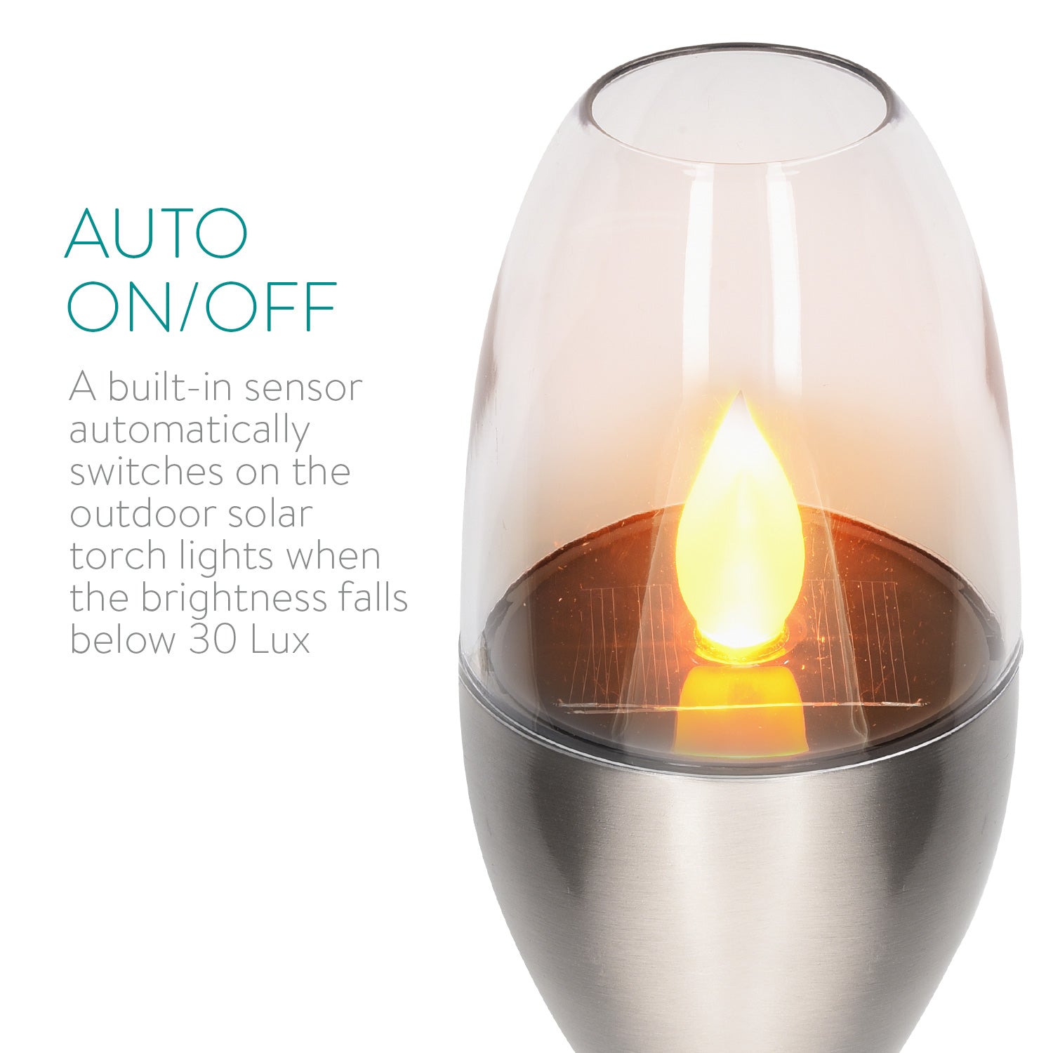 Navaris Outdoor Solar Torch Lights Διακοσμητικά Φώτα Κήπου - Stainless Steel - 47538.67.02