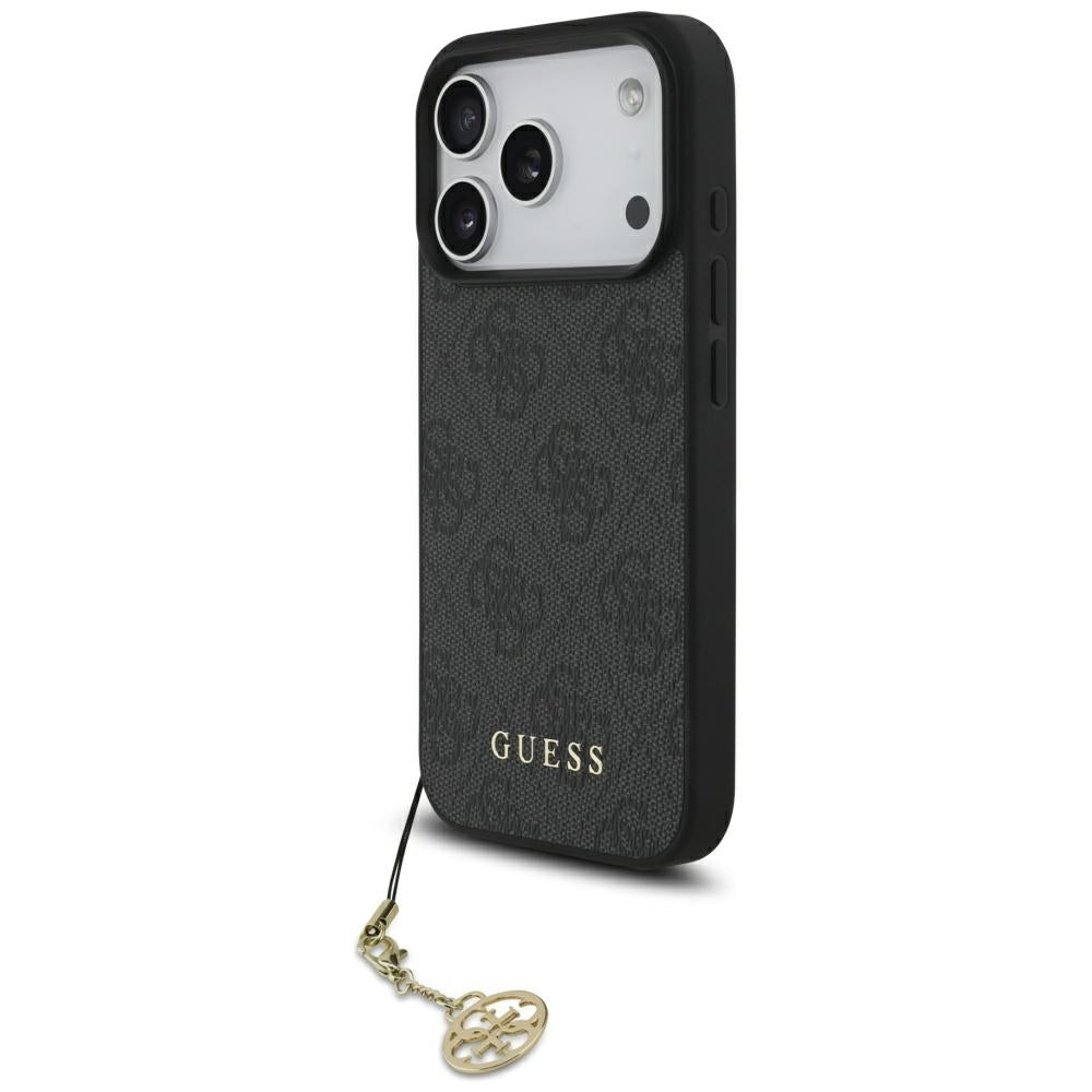 Guess iPhone 17 Pro - 4G Charms Collection MagSafe - Θήκη με Επένδυση Συνθετικού Δέρματος - Black - GUHMP17LGF4GCK
