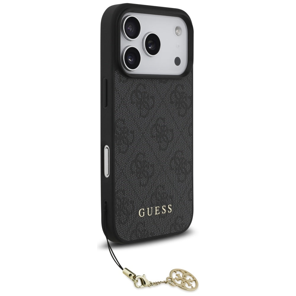 Guess iPhone 17 Pro - 4G Charms Collection MagSafe - Θήκη με Επένδυση Συνθετικού Δέρματος - Black - GUHMP17LGF4GCK