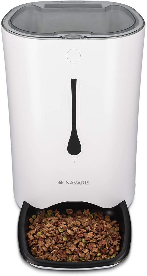 Navaris Automatic Pet Food Dispenser - Αυτόματη Ταΐστρα Φαγητού με Χρονοδιακόπτη για Κατοικίδιο - 6L - White - 44769.05