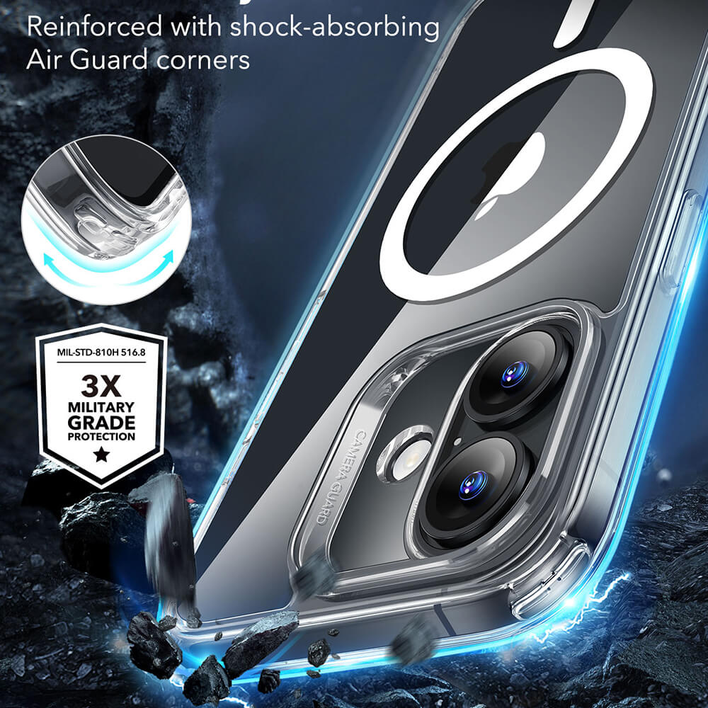 ESR iPhone 16 Plus Classic Hybrid Halolock Σκληρή Θήκη με Πλαίσιο Σιλικόνης και MagSafe - Διάφανη