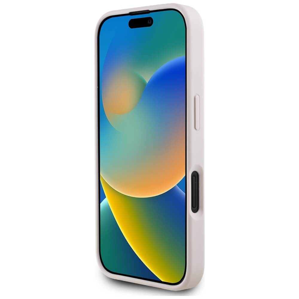 Guess iPhone 16 - 4G Circle Classic Logo - MagSafe Θήκη με Επένδυση Συνθετικού Δέρματος - Pink - GUHMP16SP4PGRSGP
