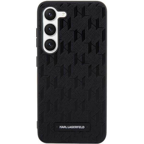 Karl Lagerfeld Samsung Galaxy S23+ - Saffiano Mono Metal Logo Σκληρή Θήκη με Επένδυση Συνθετικού Δέρματος και Πλαίσιο Σιλικόνης - Black - KLHCS23MSAKLHPK