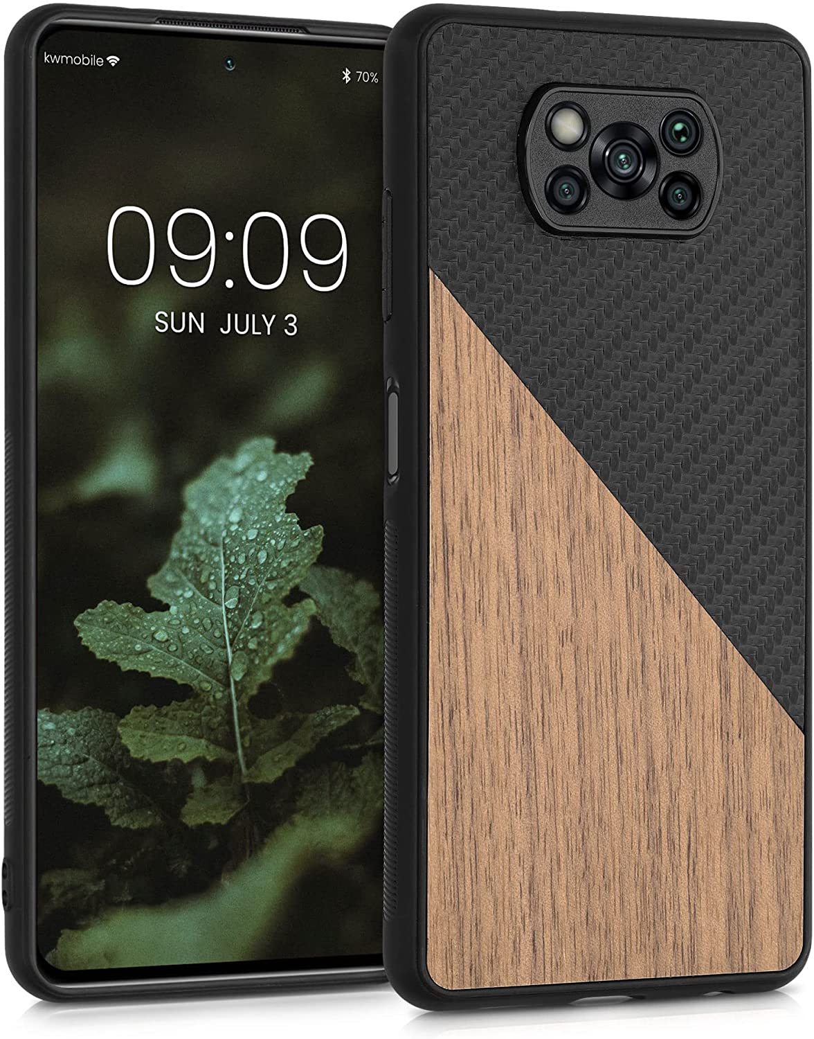 KW Xiaomi Poco X3 NFC / X3 Pro Θήκη από Φυσικό Ξύλο και Carbon - Black / Brown - 56620.01