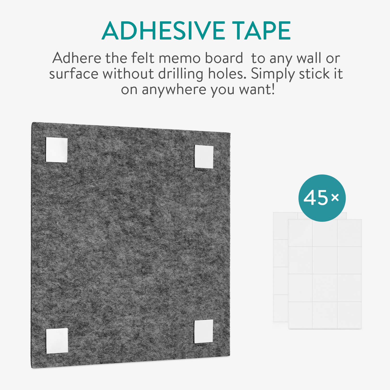 Navaris Σετ με 6 Πλαίσια Ανακοινώσεων από Τσόχα - Design Brick - Grey - 57658.22