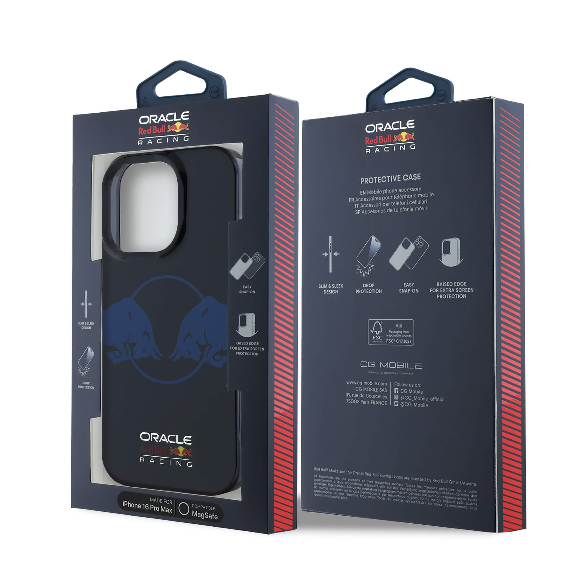 Red Bull iPhone 16 Pro Max - IML Two Bulls - MagSafe Σκληρή Θήκη με Πλαίσιο Σιλικόνης - Navy - RBHMP16X24HIDBV