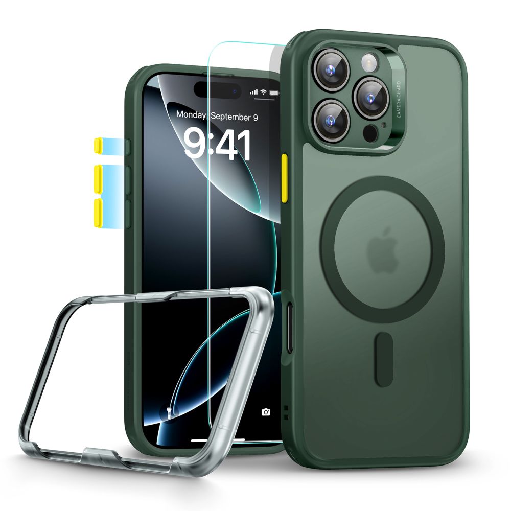 ESR iPhone 16 Pro - Classic Pro Halolock - Σετ με 1 Αντιχαρακτικό Γυαλί Οθόνης και Θήκη MagSafe - Frosted Green