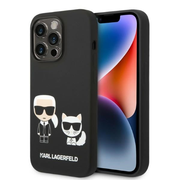 Karl Lagerfeld iPhone 14 Pro Liquid Silicone Karl and Choupette Θήκη Σιλικόνης με MagSafe - Black - KLHMP14LSSKCK