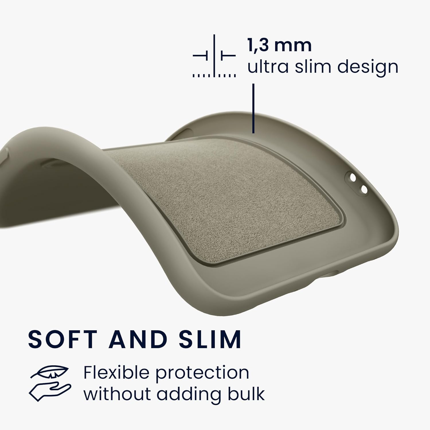 KW iPhone 15 Pro Max Θήκη Σιλικόνης TPU με Υποδοχή για Κάρτα - Matte Light Grey