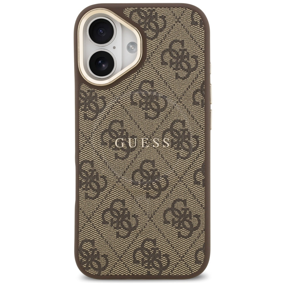 Guess iPhone 17 - 4G PU Classic Logo MagSafe - Σκληρή Θήκη με Πλαίσιο Σιλικόνης και Επένδυση Οικολογικού Δέρματος - Brown - GUHMP17SP4MSEGCW