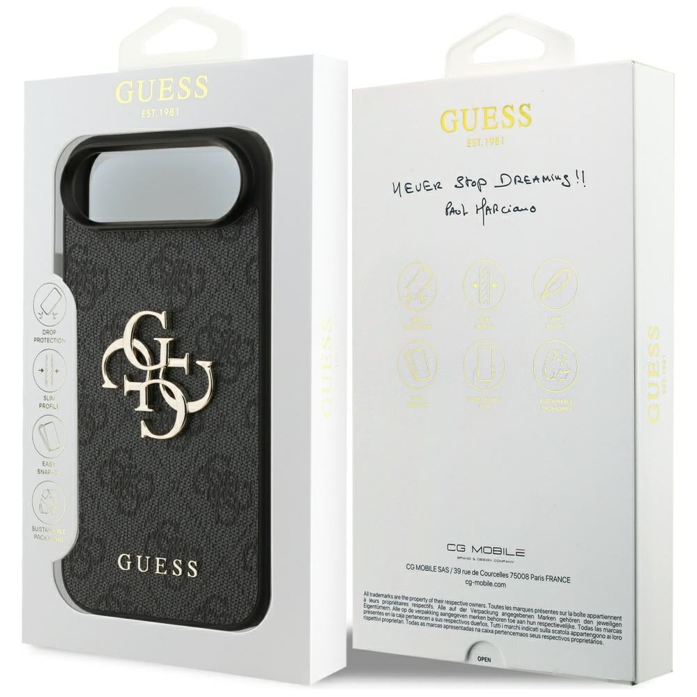 Guess iPhone Air - 4G Big Logo - Σκληρή Θήκη με Πλαίσιο Σιλικόνης και Επένδυση Συνθετικού Δέρματος - Black - GUHCP17M4GMGGR