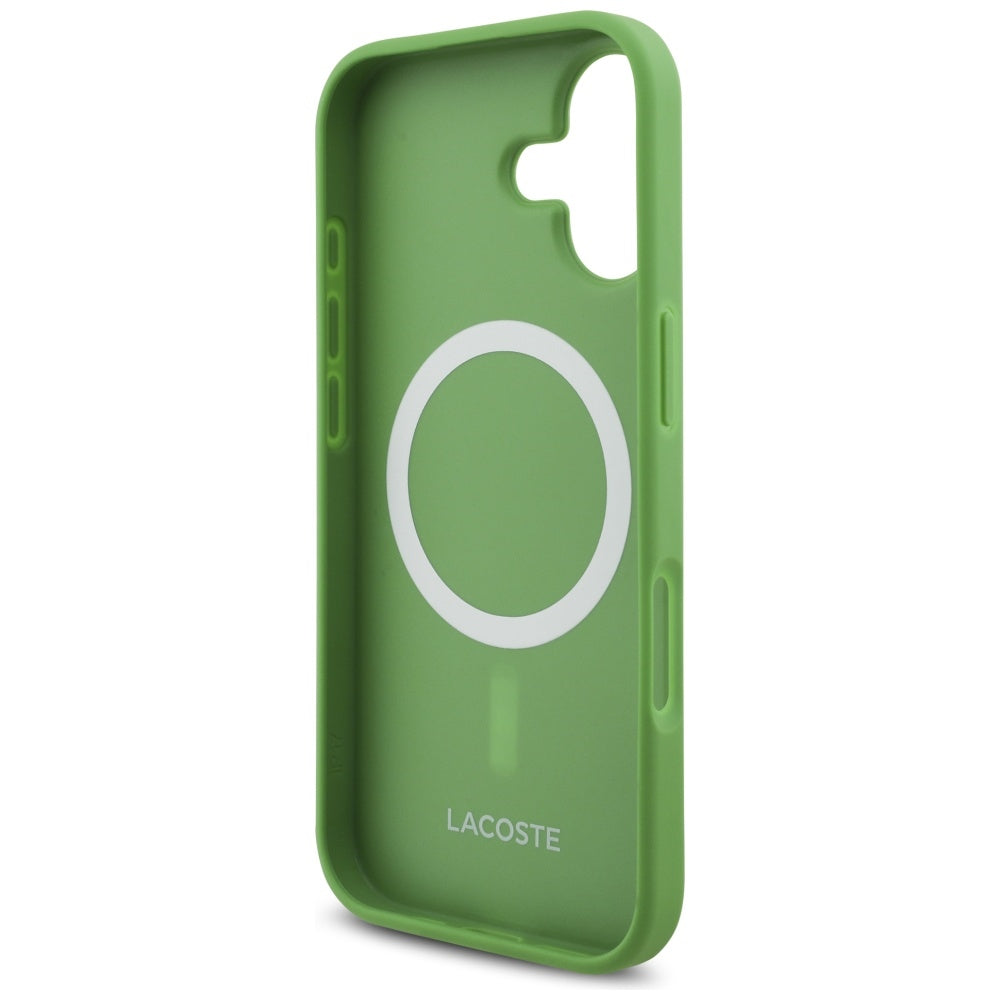 Lacoste iPhone 17 - Iconic Petit Pique Woven Logo MagSafe - Σκληρή Θήκη με Πλαίσιο Σιλικόνης - Green