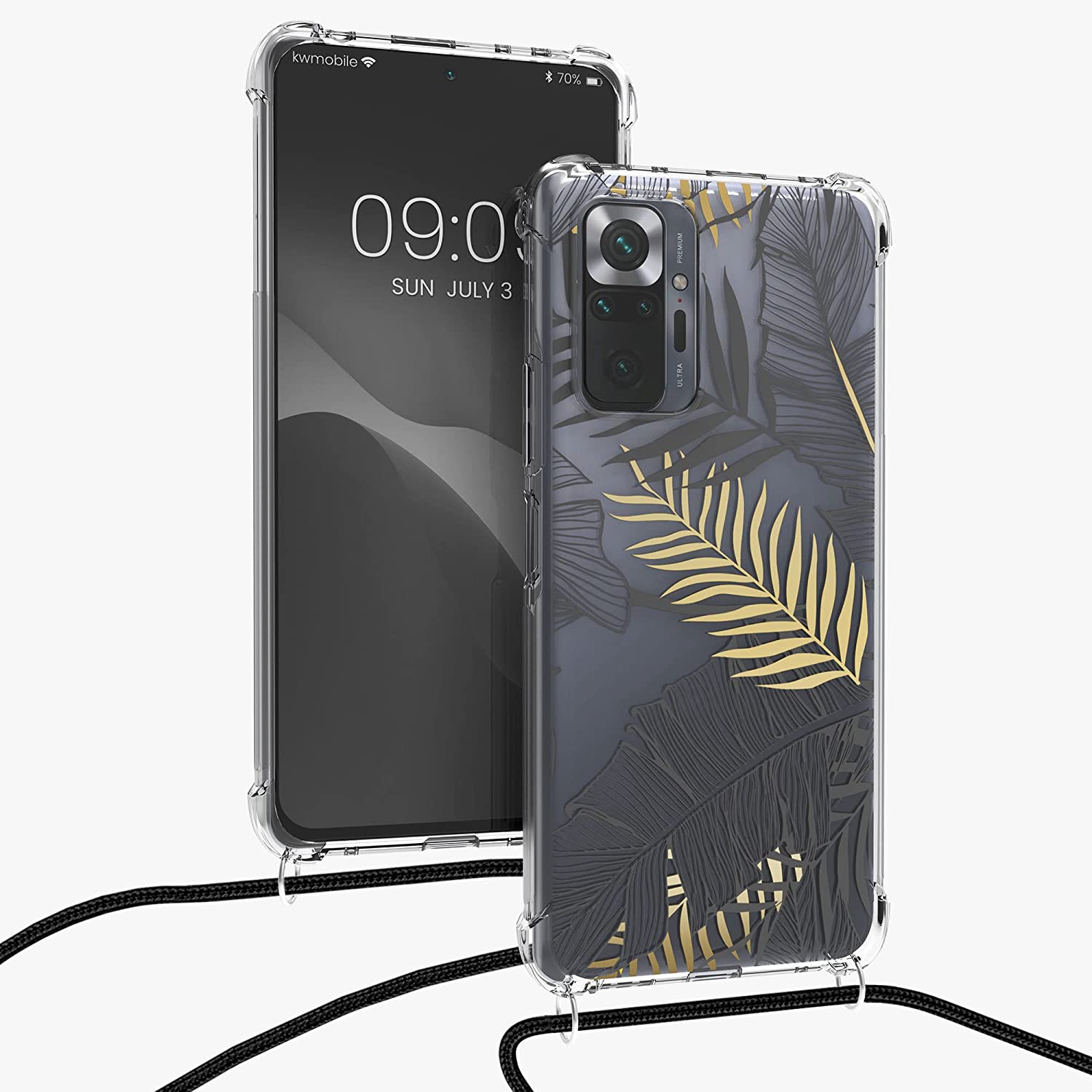 KW Xiaomi Redmi Note 10 Pro Θήκη Σιλικόνης TPU με Λουράκι Design Jungle - Gold / Grey - Διάφανη - 56529.01